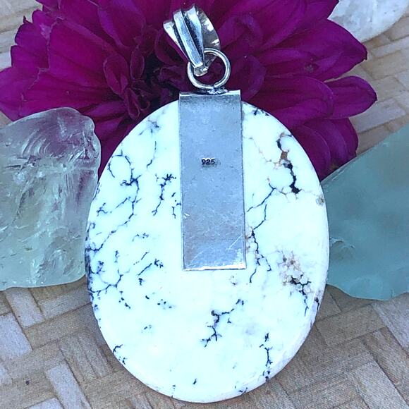 925 Sterling Large Dendrite & Moonstone Cross Pendant - Picture 5 of 5